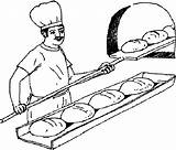 Coloring A Traditional baker Removes Fresh Bread From The Oven With  sketch template
