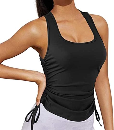 Women's Workout Tops,U Neck Sleeveless Tank Top,Casual Relaxed Yoga Tops,Breathable Fitness T ...