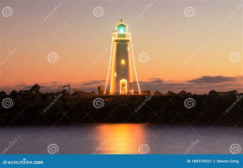 Santa Cruz Lighthouse at Sunset Stock Image - Image of landmark ...