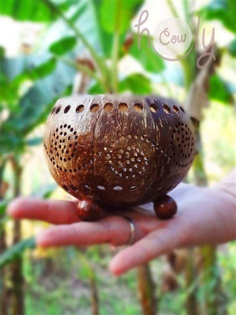 Handmade Coconut Shell Candle Holder, Coconut Candle Holder, Candle Holder, Tea Light Candle ...