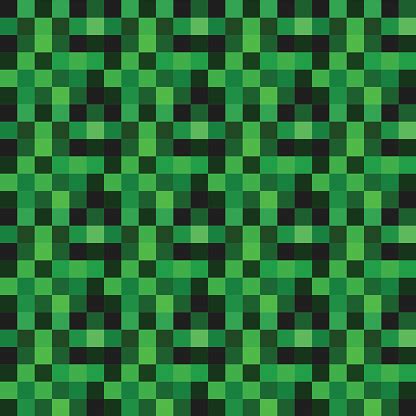 Vector Seamless Pattern With Green Pixels Stock Illustration - Download Image Now - iStock