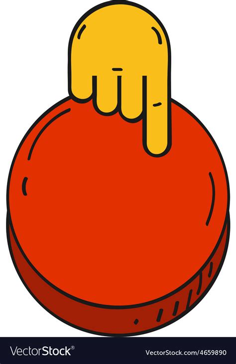 Cartoon style hand push a red button Royalty Free Vector