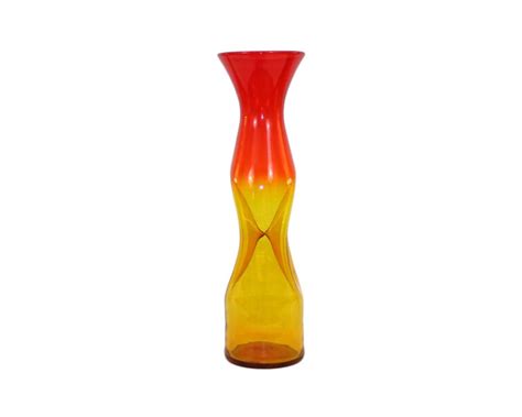 Blenko Art Glass Floor Vase 6634 Tangerine LARGE 19.75 | Etsy