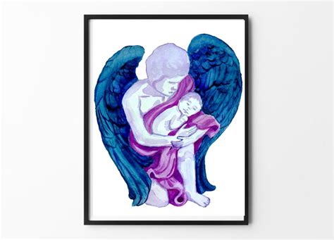 Guardian angel with baby watercolor print by Katiyari on Etsy ...