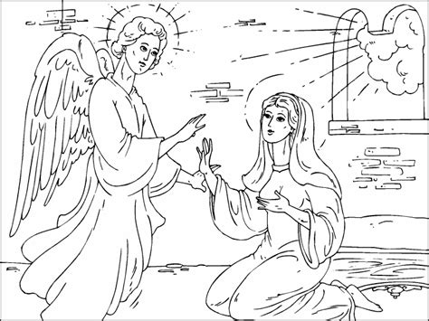 Angel Gabriel visits Mary coloring page - Coloring Pages 4 U