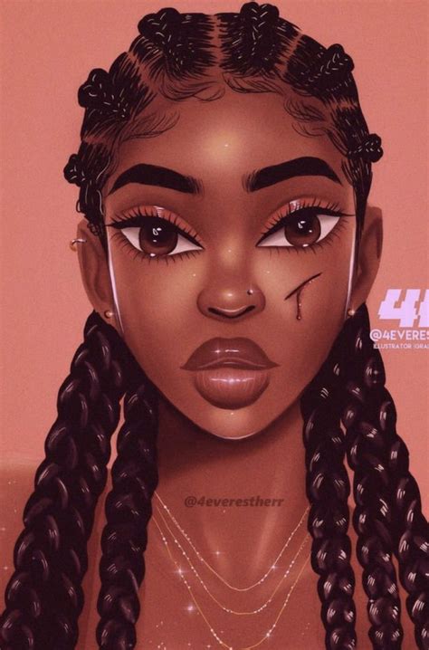 Black Love Art, Black Girl Cartoon, Girls Cartoon Art, Braid Styles For ...