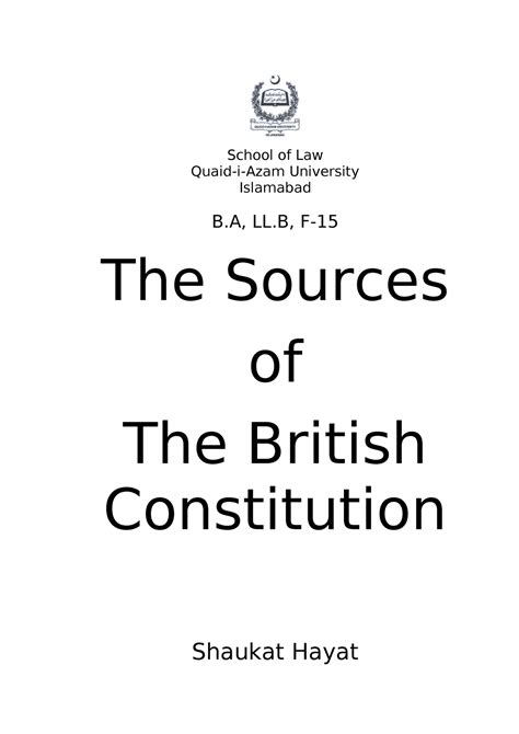 Lecture Notes - The Sources of the British Constitution - StuDocu