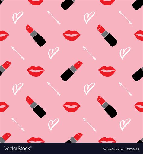 Lipstick seamless pattern hand drawn fashion Vector Image