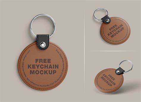 Free Round Leather Keychain Mockup PSD Set - Good Mockups