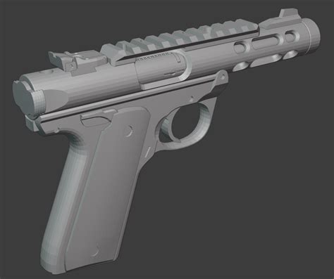 [WIP] Ruger Mark IV Lite + Suppressor and Reflex Sight — polycount