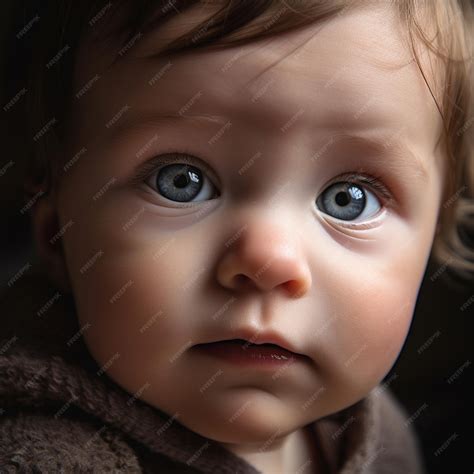 Premium AI Image | a baby with a brown coat and blue eyes