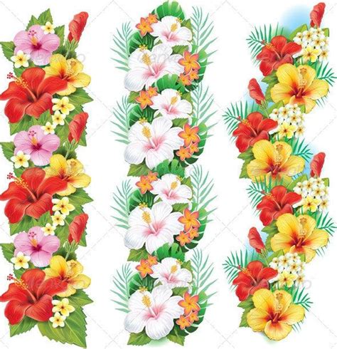 Garland of Hibiscus Flowers | Flower border, Vector flowers, Flower template