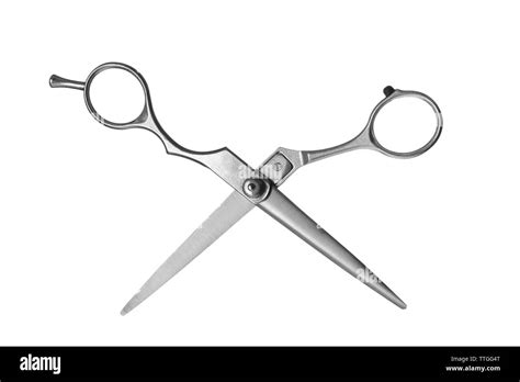 Professional metal scissors in open position isolated on white Stock Photo - Alamy