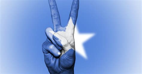 Blue and White Star Painted Hand in Peace-sign Gesture · Free Stock Photo