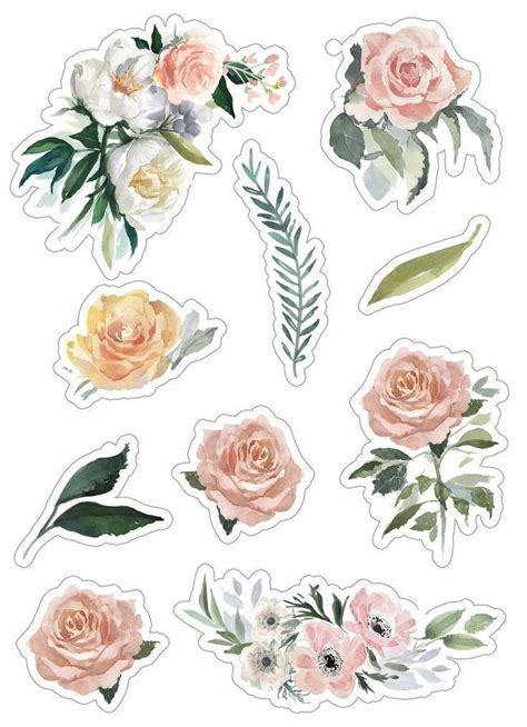 Floral Sticker Sheets for Scrapbooking and Needlework