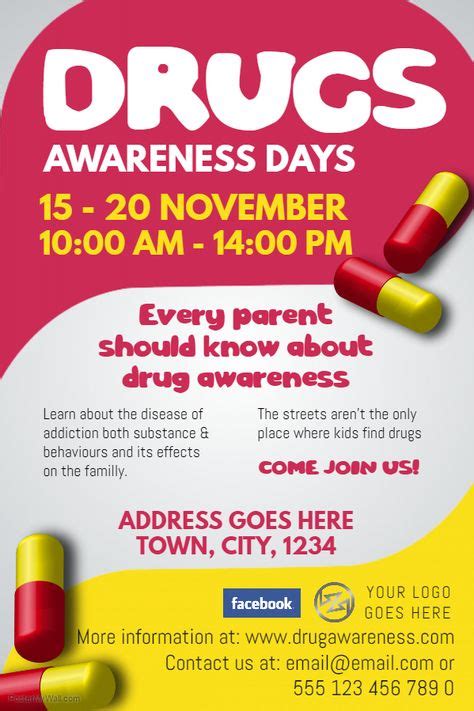 Modern Drug awareness day poster/flyer template. | Poster template ...