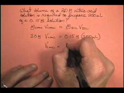 Volume of nitric acid to make dilute solution - YouTube