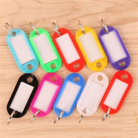 wholesale 100Pcs Mix Color Plastic Keychain Key Tags Id Label Name Tags ...