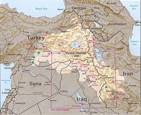 Iraq - Map Depicting Tikrit and Kurdish Areas