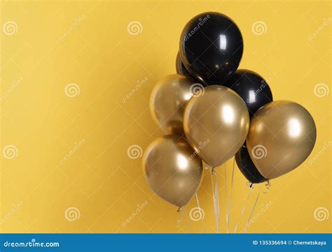 Different Helium Party Balloons on Color Background Stock Photo - Image ...