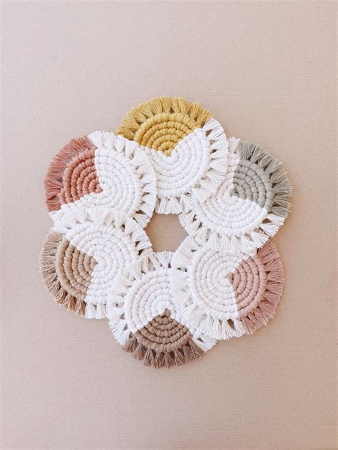 Two-toned Boho Macrame Coasters - Etsy