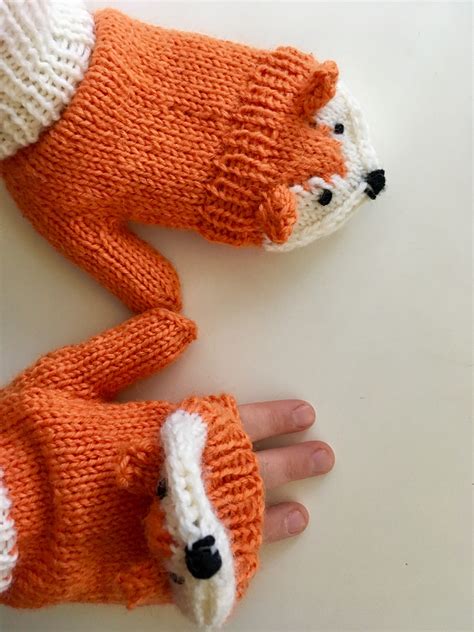 Fox mittens Crochet Fox Pattern Free, Knitted Mittens Pattern, Fingerless Gloves Crochet Pattern ...