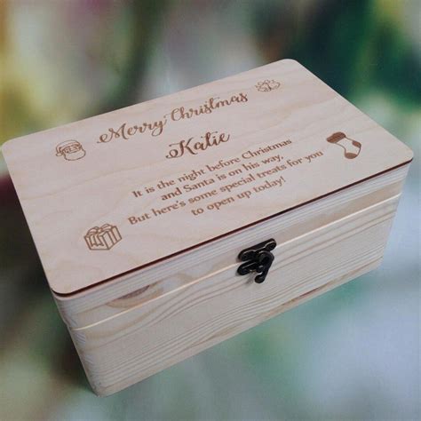 Customised Name Christmas Eve Box Natural Wooden Small Box - Etsy UK