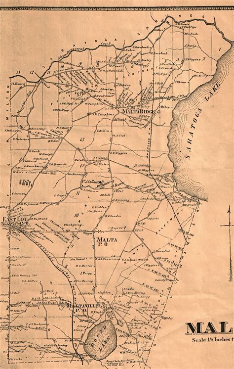 19th Century map of the Town of Malta, New York State | Vintage world ...