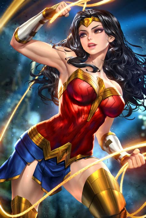 Wallpaper : Wonder Woman, DC Comics, superheroines, women, fantasy girl, black hair, vertical ...