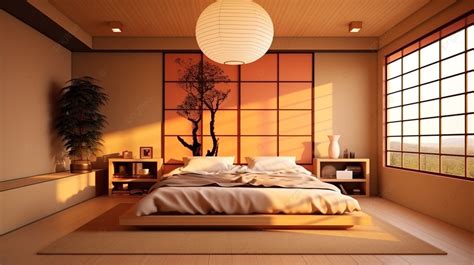 Authentic Japanese Style Bedroom Interior Design Rendered In 3d ...