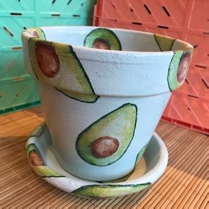 Avocado Plant Pot and Saucer, Avocado Gifts, Mum Plant Pot, Terracotta ...