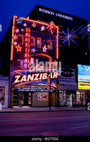 Zanzibar on Yonge Street at night in Toronto, Ontario, Canada Stock Photo - Alamy