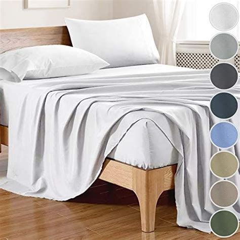 Amazon.com: 100% Bamboo Sheets Queen Size (4 Pieces, 8 Colors) with Bamboo Fitted Sheet，Silky ...