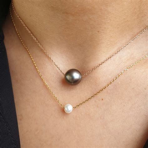 Black Tahitian Pearl Rose Gold Necklace - Aurupt Jewellers