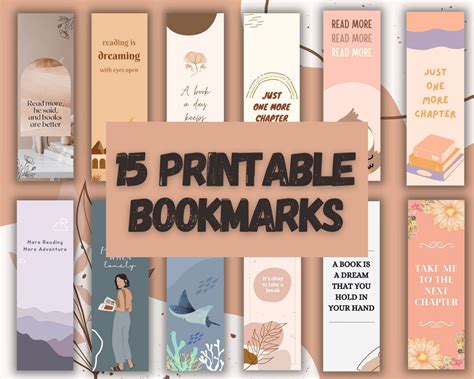15 Printable Aesthetic Bookmarks Cute Boho Digital Instant | Etsy