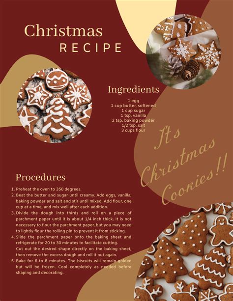 Christmas Cookies Recipe Card | Recipe Card Template