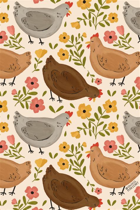 Colorful fabrics digitally printed by Spoonflower - Springtime Chickens | Chicken illustration ...