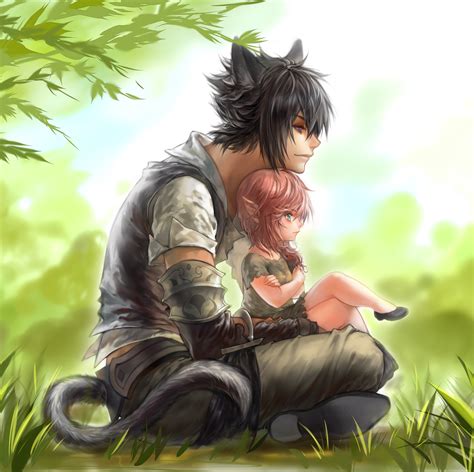 Miqo'te Noct and Lalafell light by relear on DeviantArt