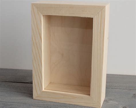 Wooden Shadow Box, Unfinished Wood Shadow Box, Wooden Frame, Blank ...