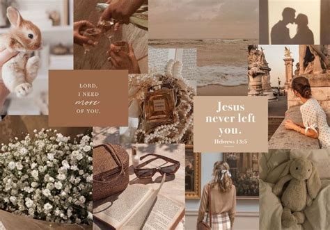 collage of brown images including flowers bible quotes, ocean ...