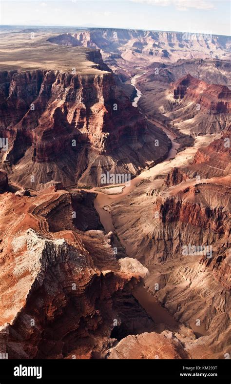 Aerial view of the Grand Canyon showing layers of erosion Stock Photo ...