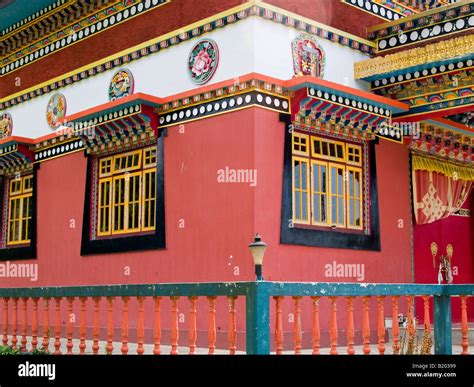 outrageous color and architecture on a Tibetan Buddhist monastery in Sikkim India Stock Photo ...