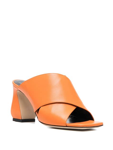 Si Rossi curved-heel crossover-strap leather mules | Smart Closet