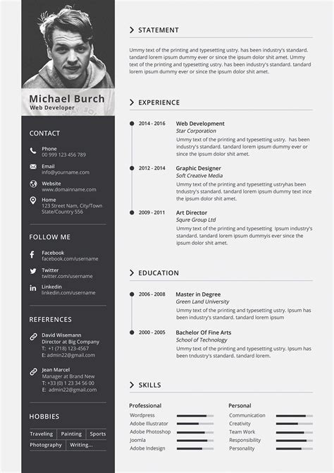 Minimal Cv-Resume by Designs Bird on Creative Market - Resume Template Ideas of Resume Template ...