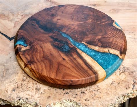 River Lamp Wood and Resin Ocean Blue and Bold Copper Accent Lamps Home ...