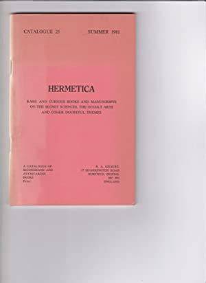 Hermetica Rare Curious Books Manuscripts - AbeBooks