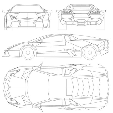 Lamborghini Reventon Blueprint - Download free blueprint for 3D modeling