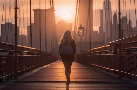 Premium AI Image | sunset on the brooklyn bridge