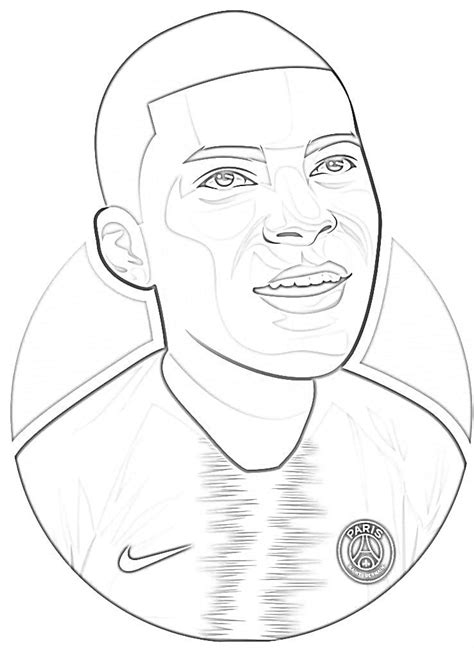 Smiling Mbappe coloring book to print and online