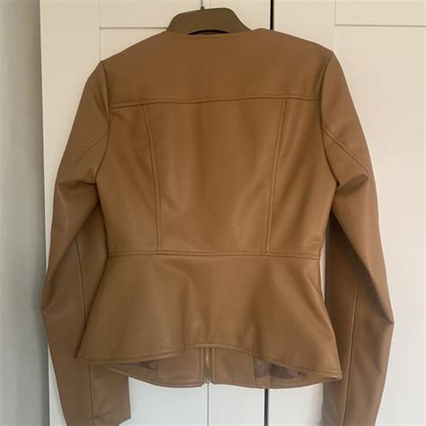 Brown faux leather jacket from Zara. Worn once.... - Depop